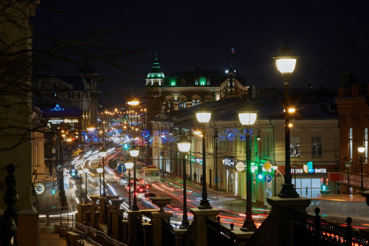 Горсад Томск ночью