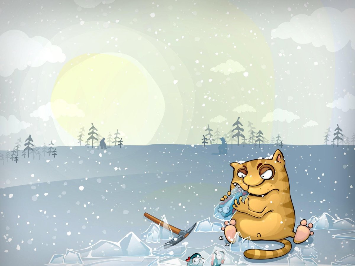 Зимние мультяшные котики