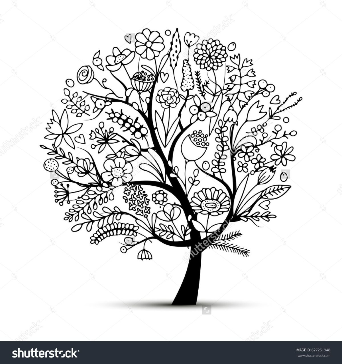 Белое дерево на черном фоне рисунок