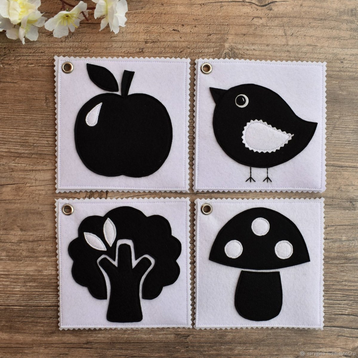 Монтессори для новорожденных чёрно белое