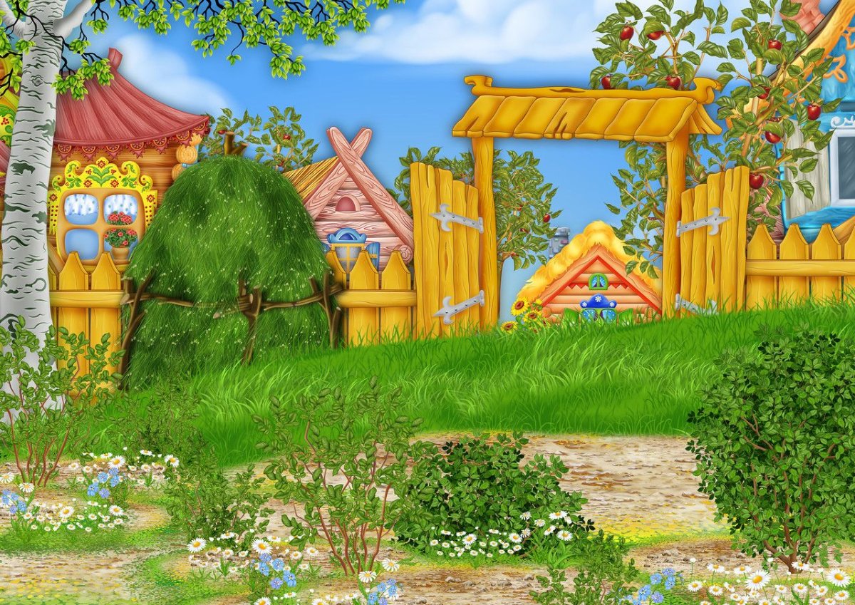 Декорации для мультика деревня