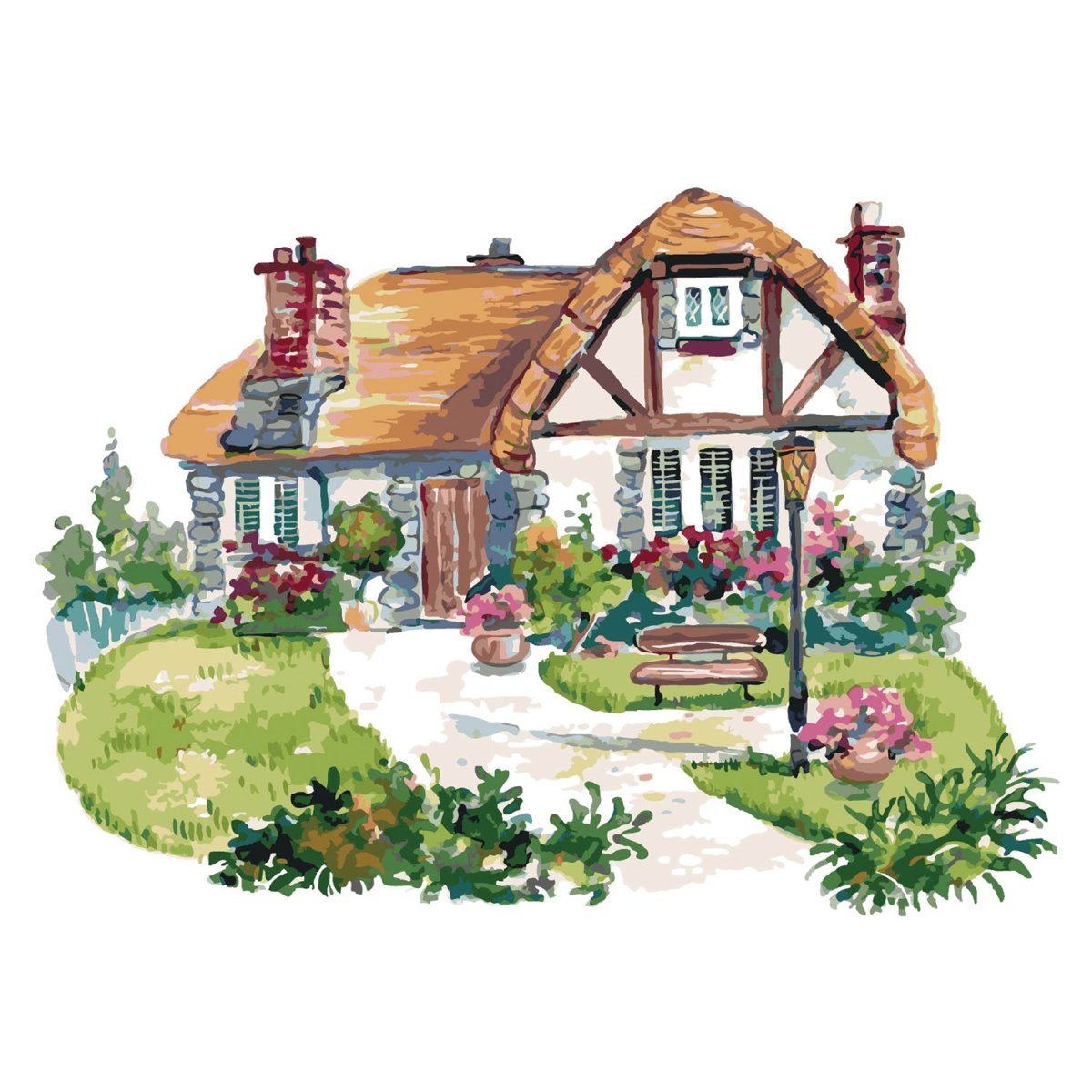 Деревенский Домикс тремя окнами