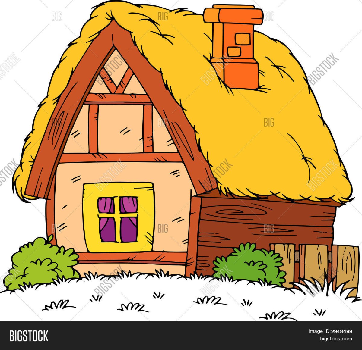 Деревенский дом на белом фоне