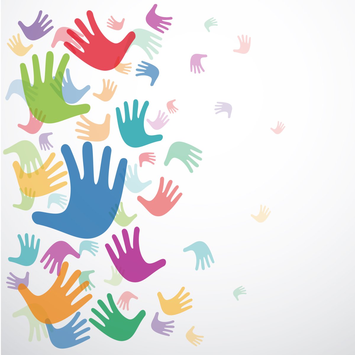 Круг из цветных ладошек