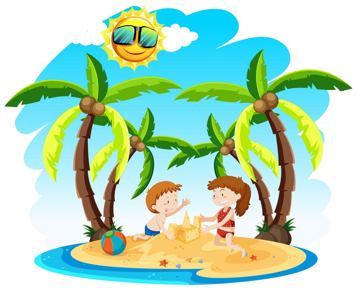 Пальма и море для детей