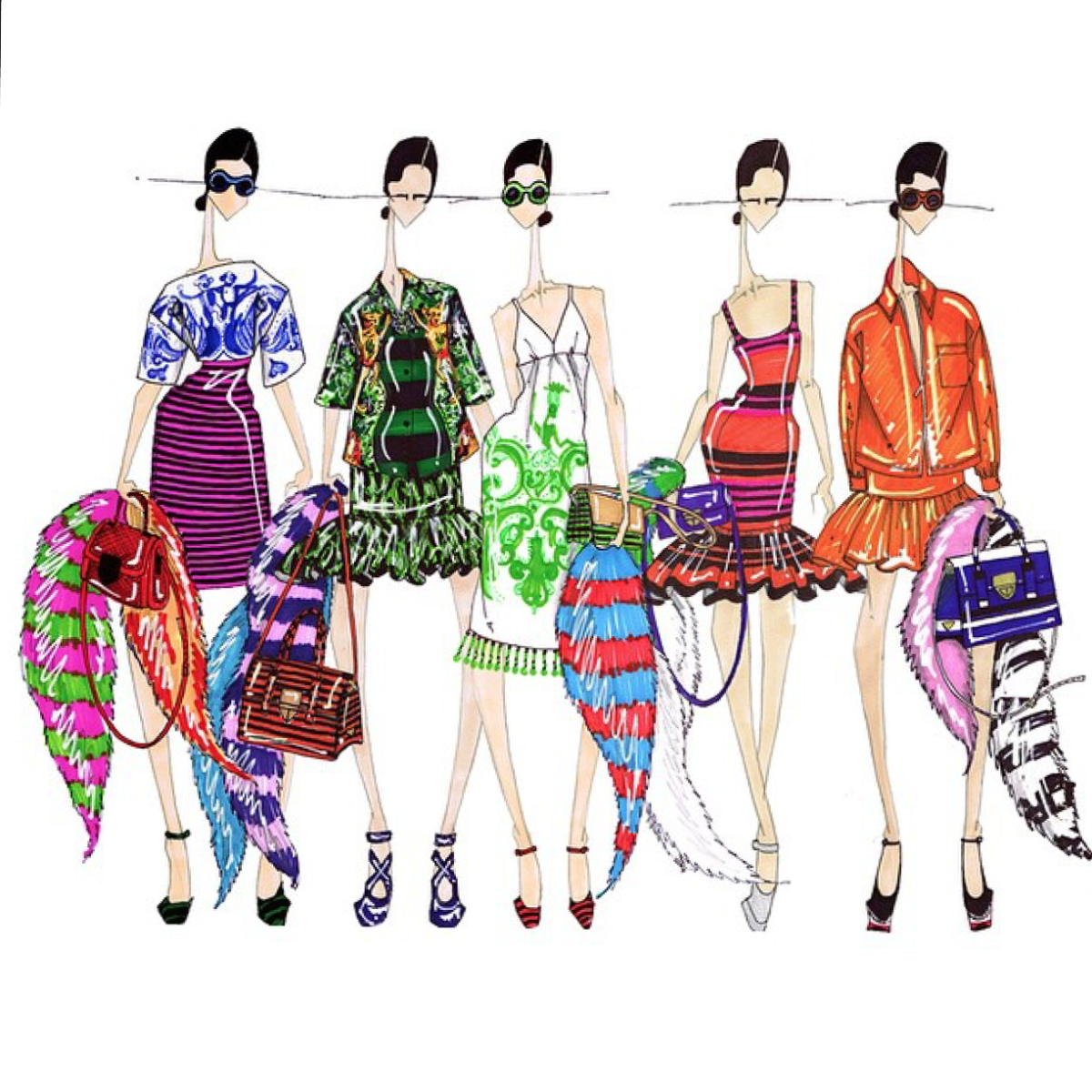 Эскизы одежды Прада