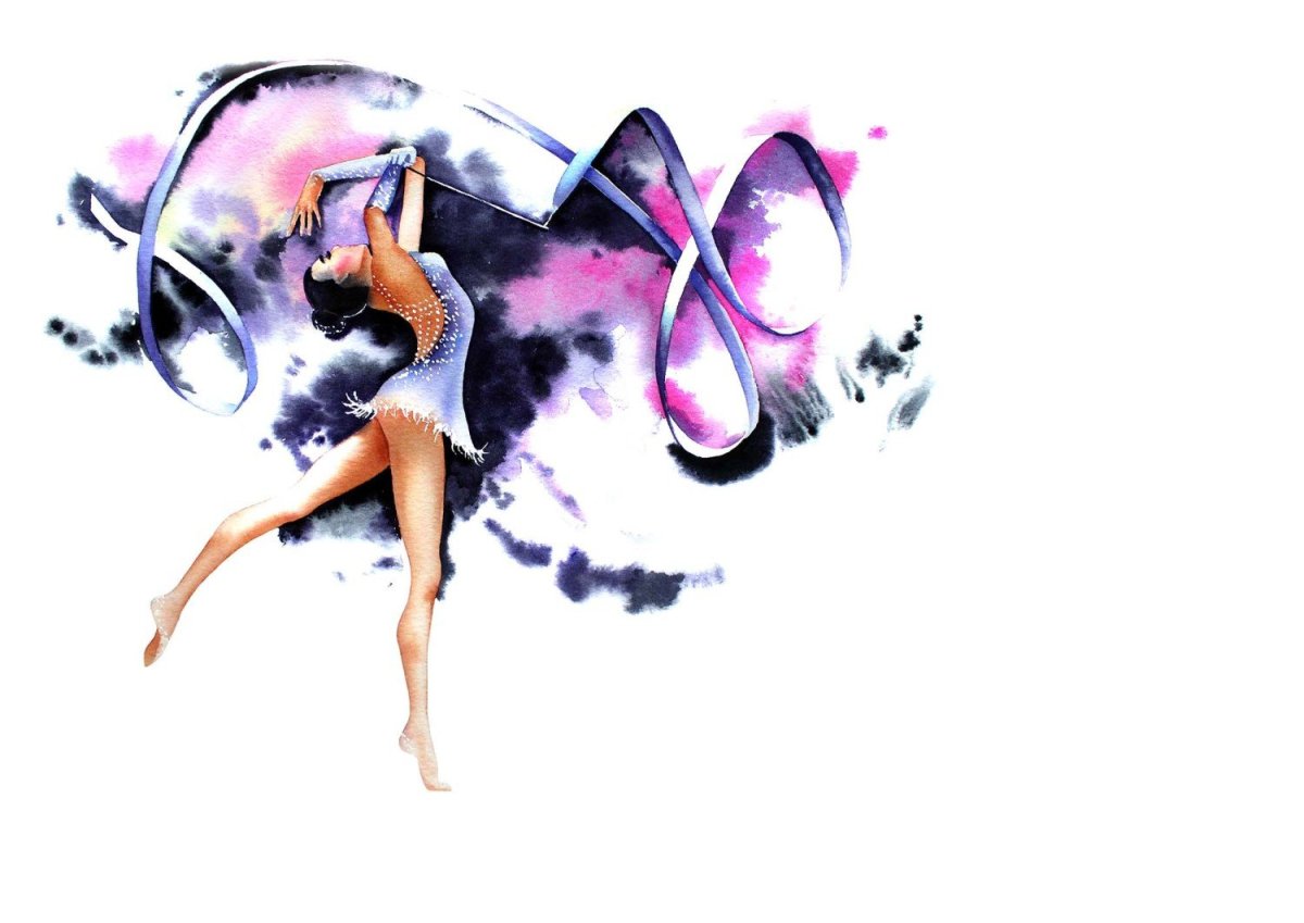 Гимнастка акварель