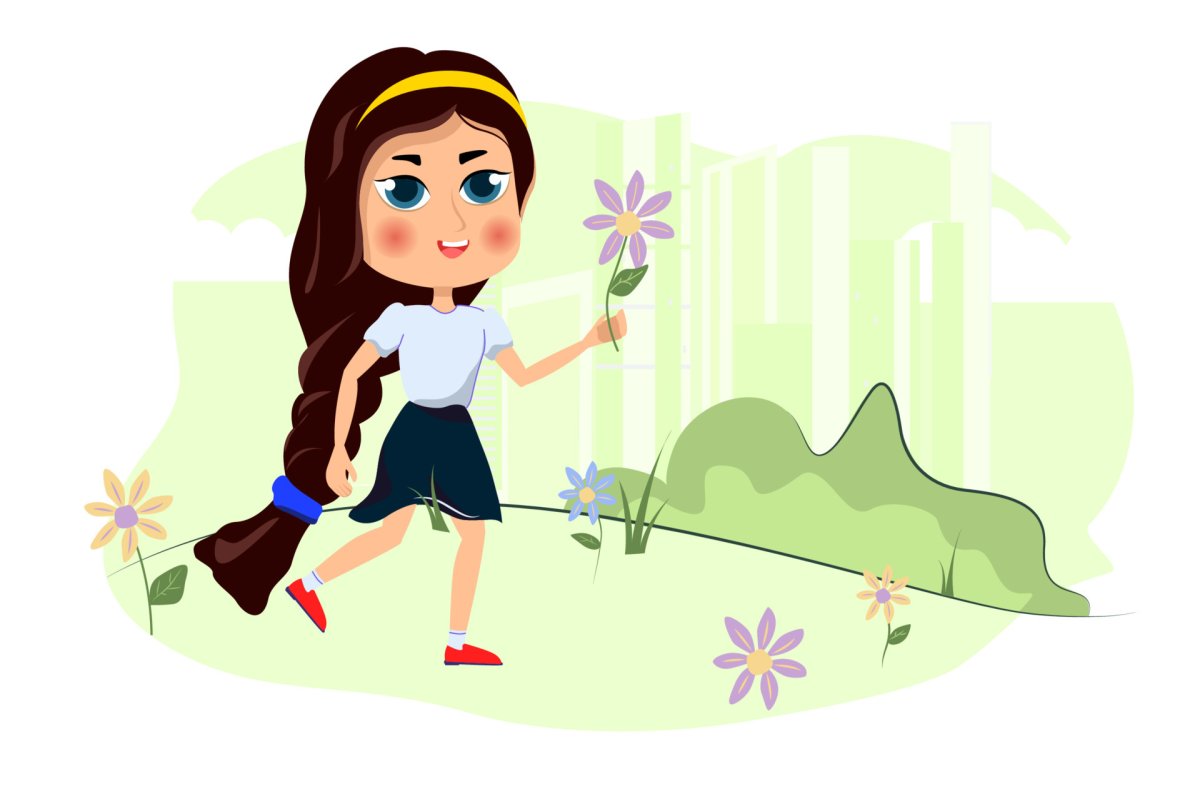 Девочка идет в школу