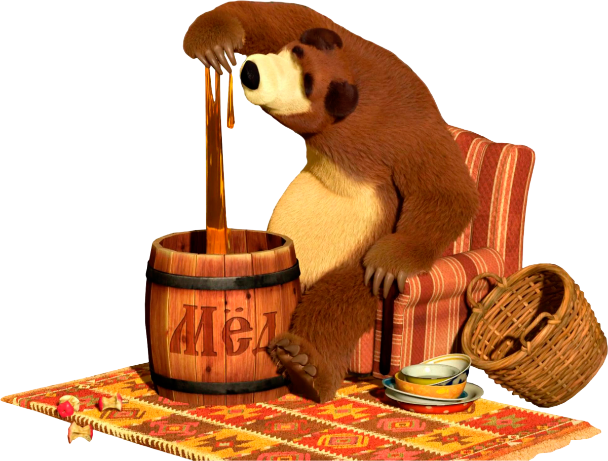 Медведь ест мед