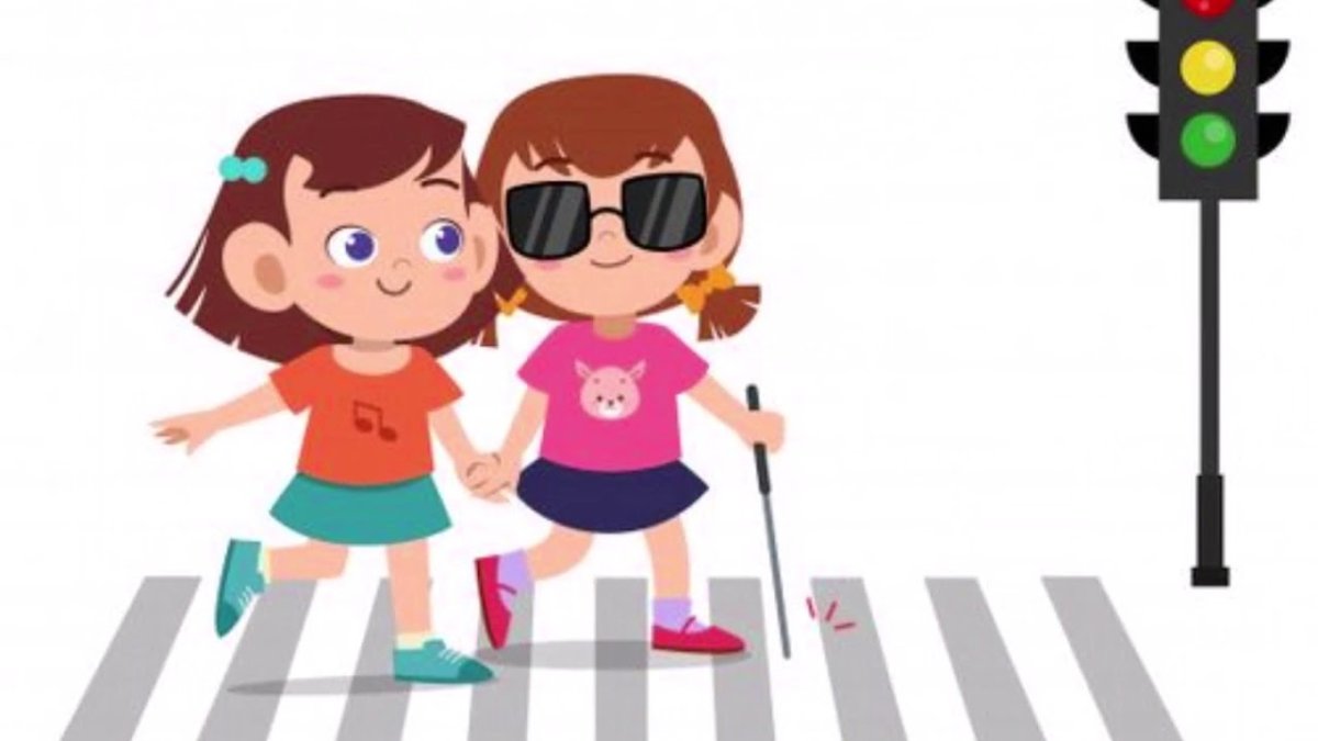 Слепой переходит дорогу