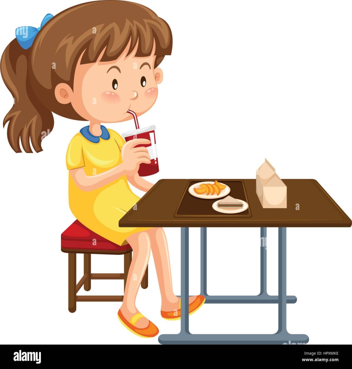 Мультяшная девочка обедает