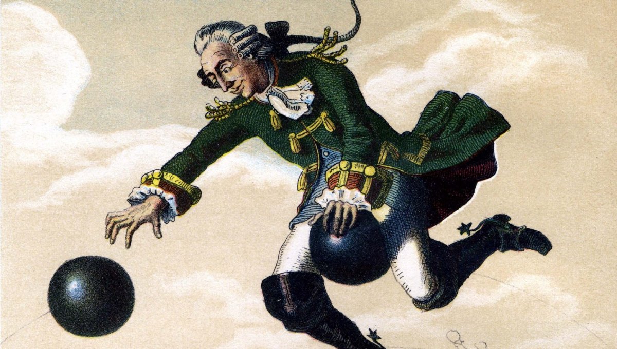 Барон Мюнхгаузен на ядре рисунок