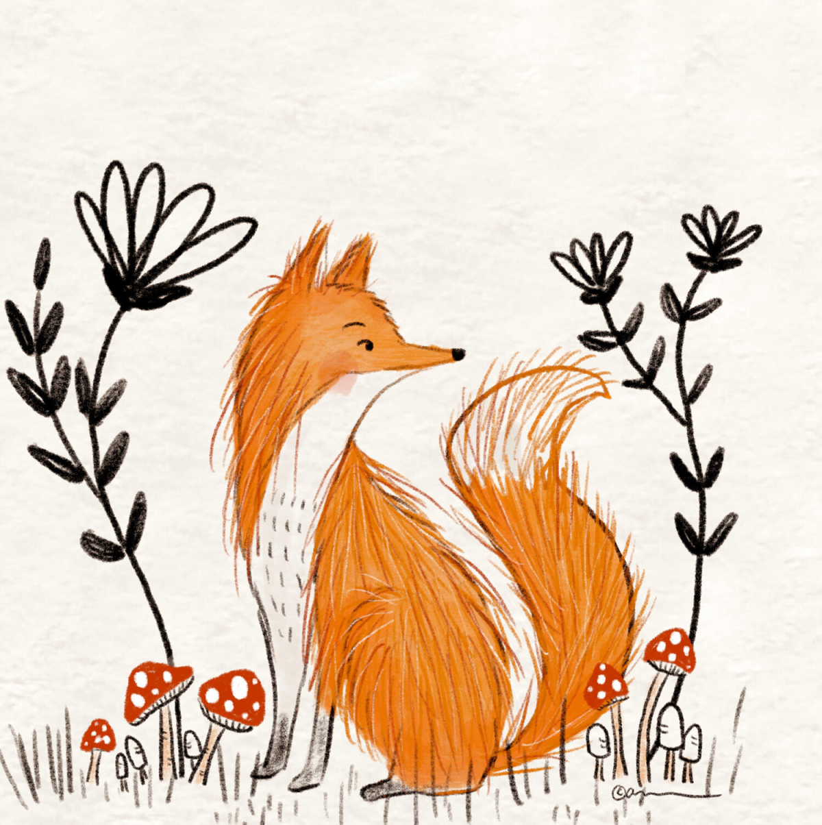 Лиса мультяшная на белом фоне