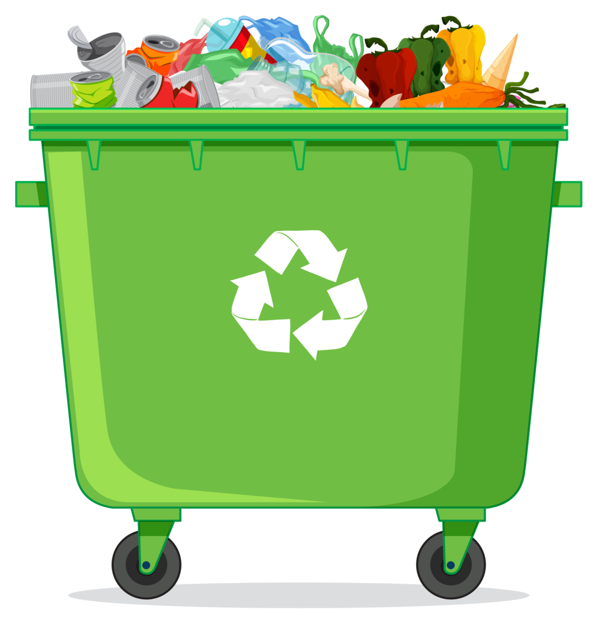 Мусорные баки на белом фоне