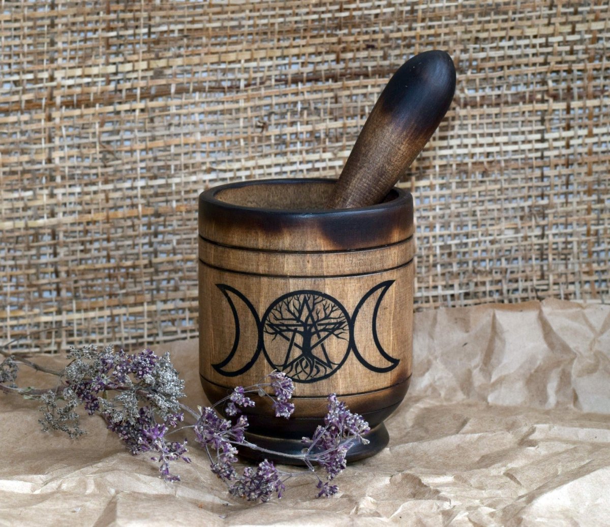 Ступка с пестиком деревянная