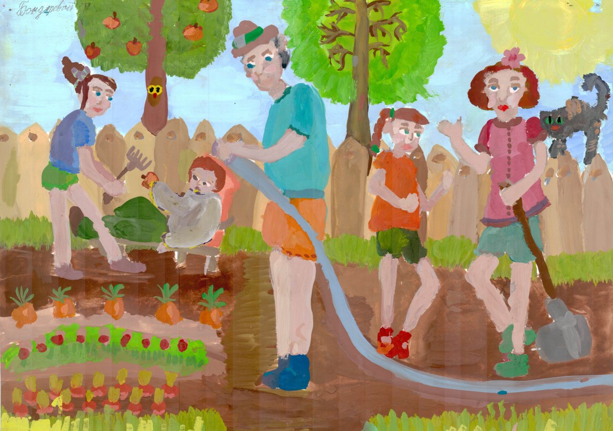 Детские рисунки на тему семья