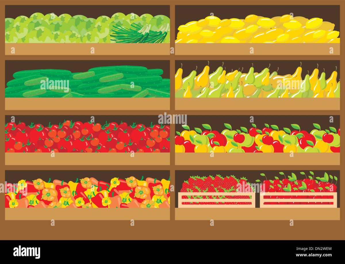 Дети на рынке на прилавком
