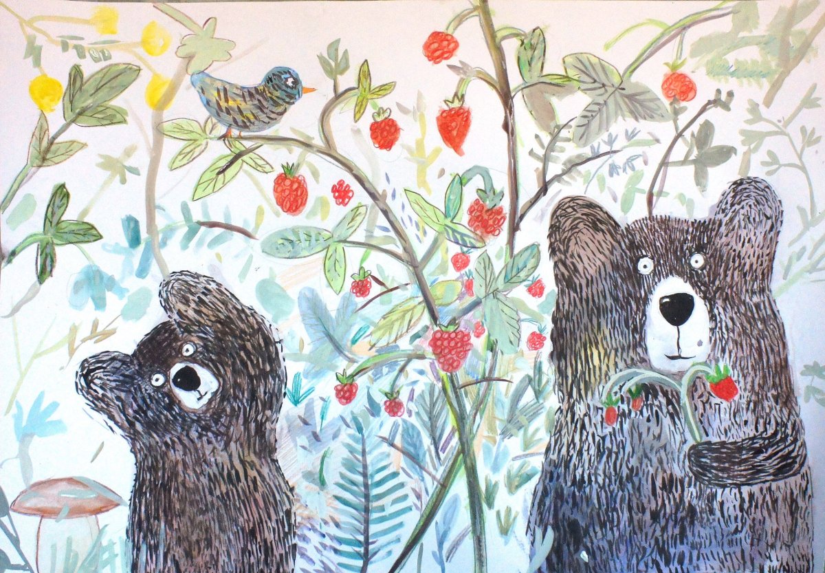 Мишка зимой в берлоге