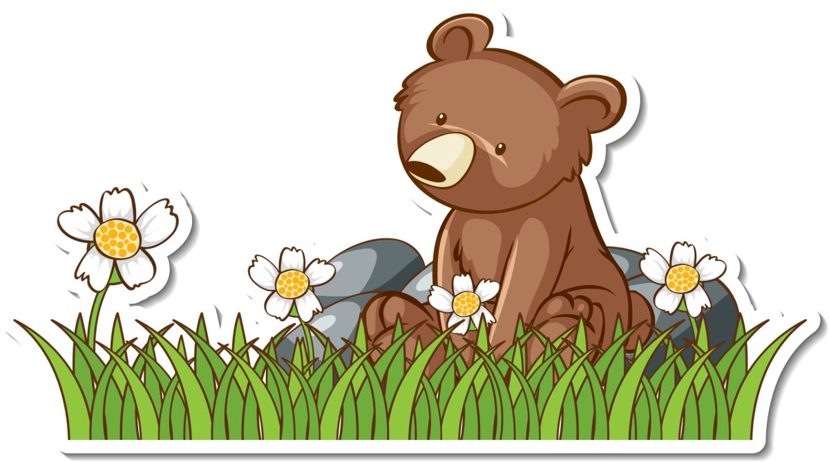 Детский фон медведь в ромашках