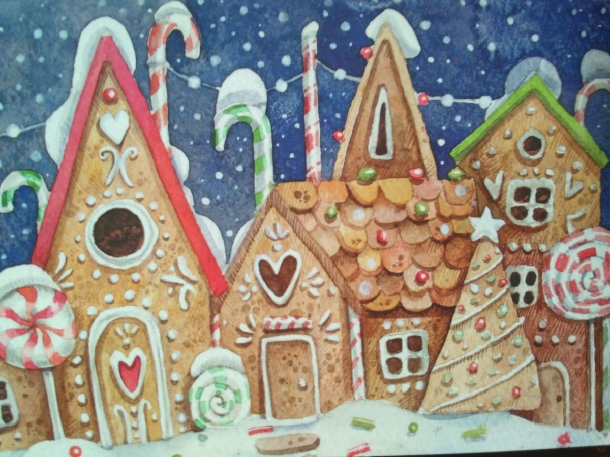 Пряничный домик открытка