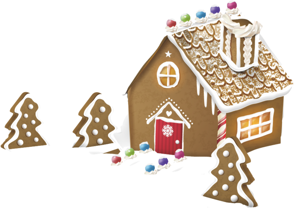 Пряничный домик на белом фоне