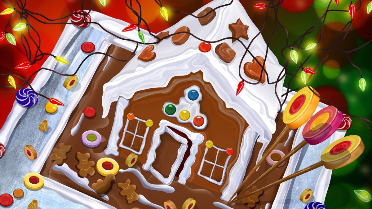 Пряничный домик. Художник Елизавета мелкозёрова.