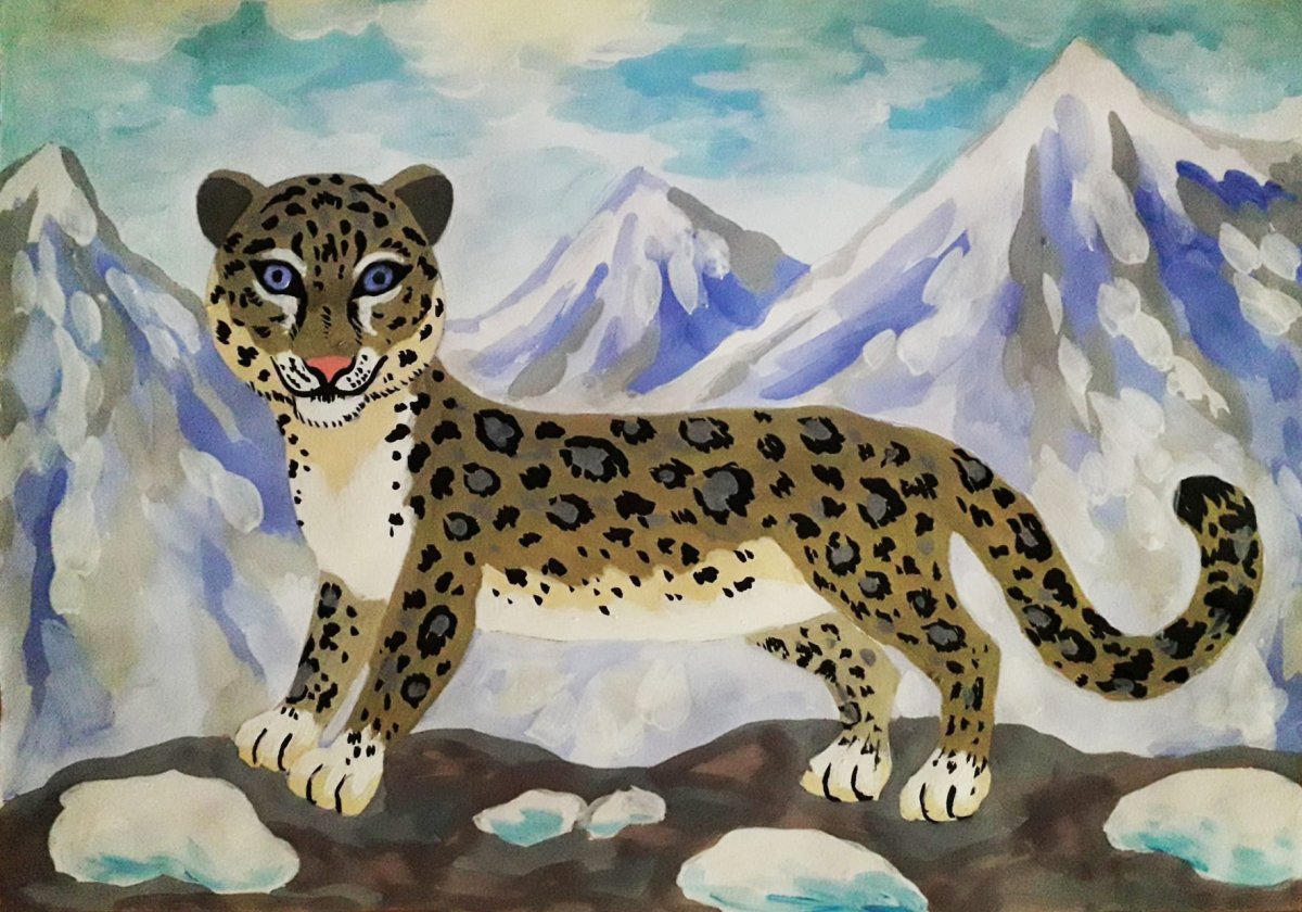 Снежный Барс карандашом