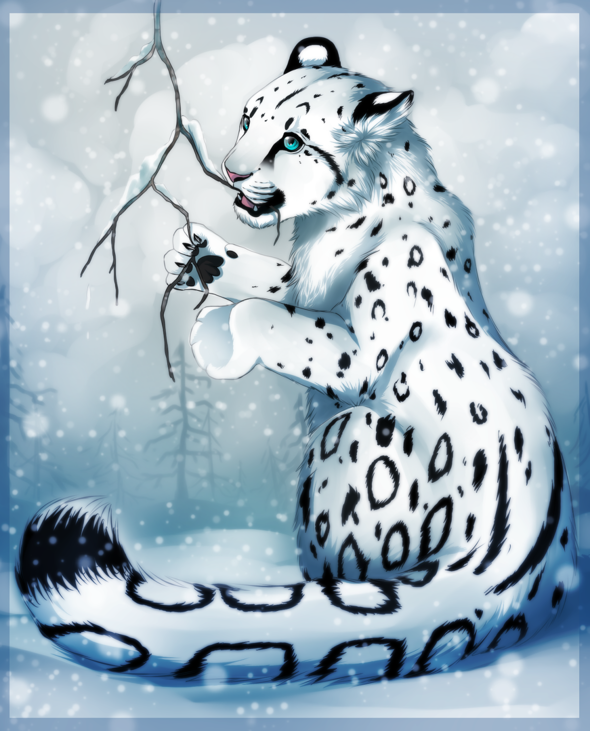 Снежный Барс карандашом