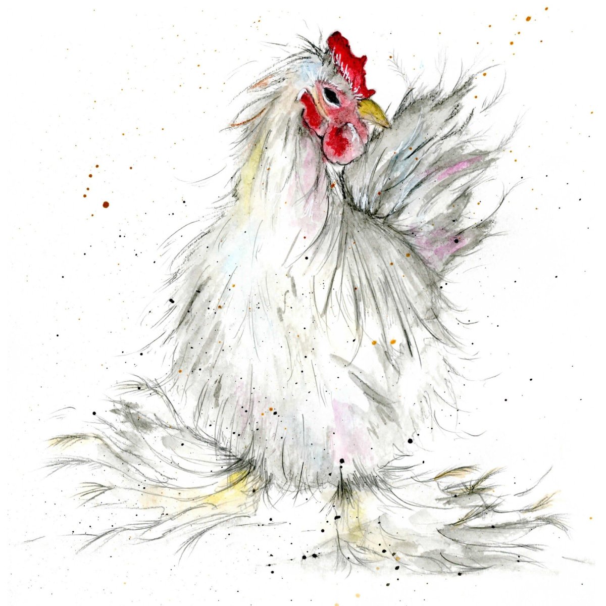 Мокрая белая курица