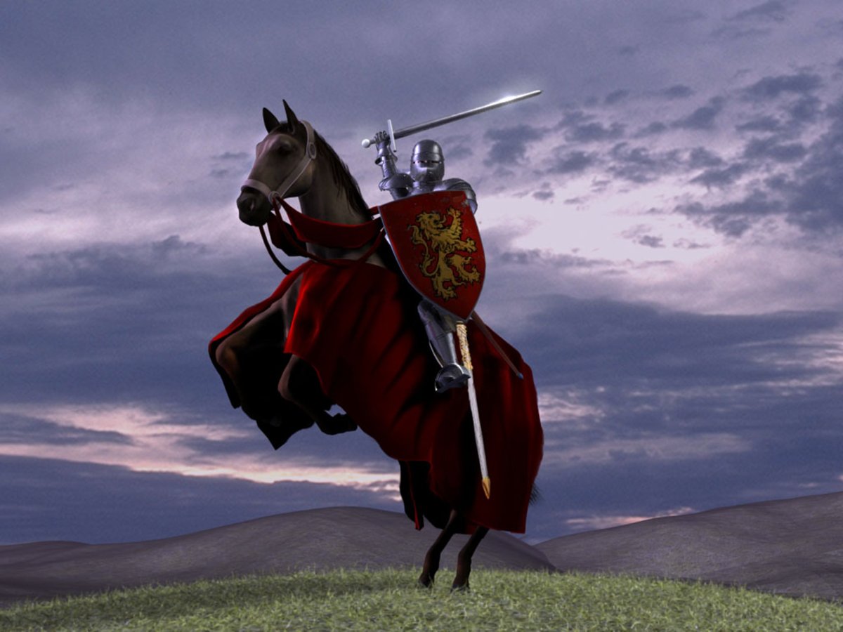 Всадник с мечом на коне