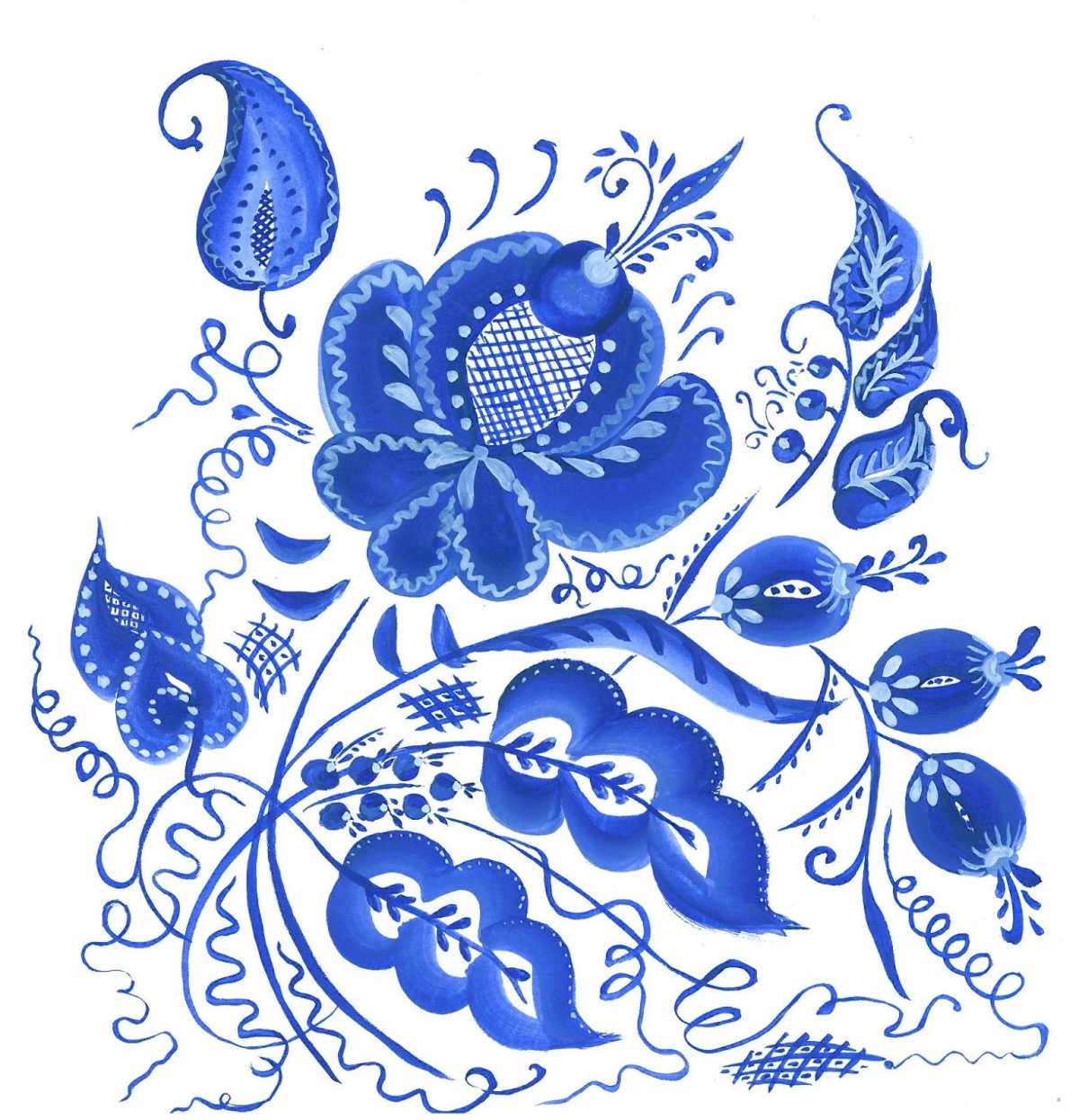 Гжель роспись орнамент