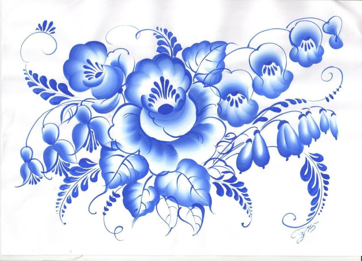 Орнаментная роспись Гжель