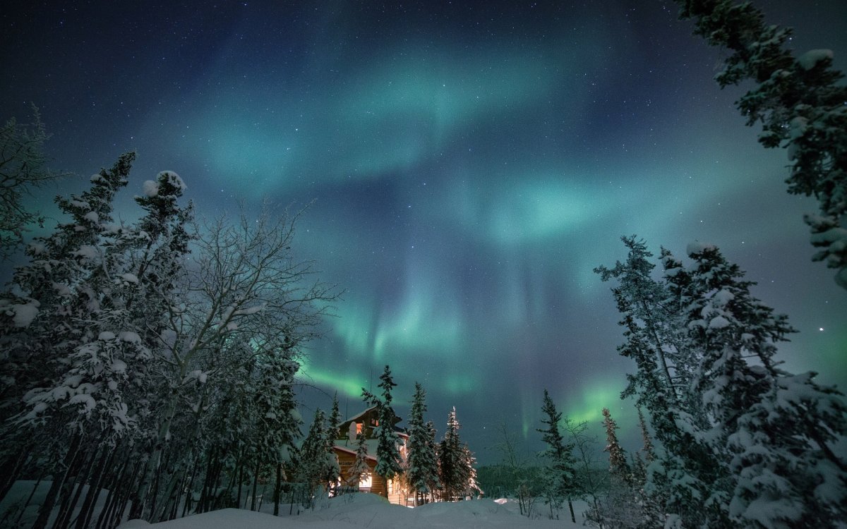 Зимняя Канада Северное сияние