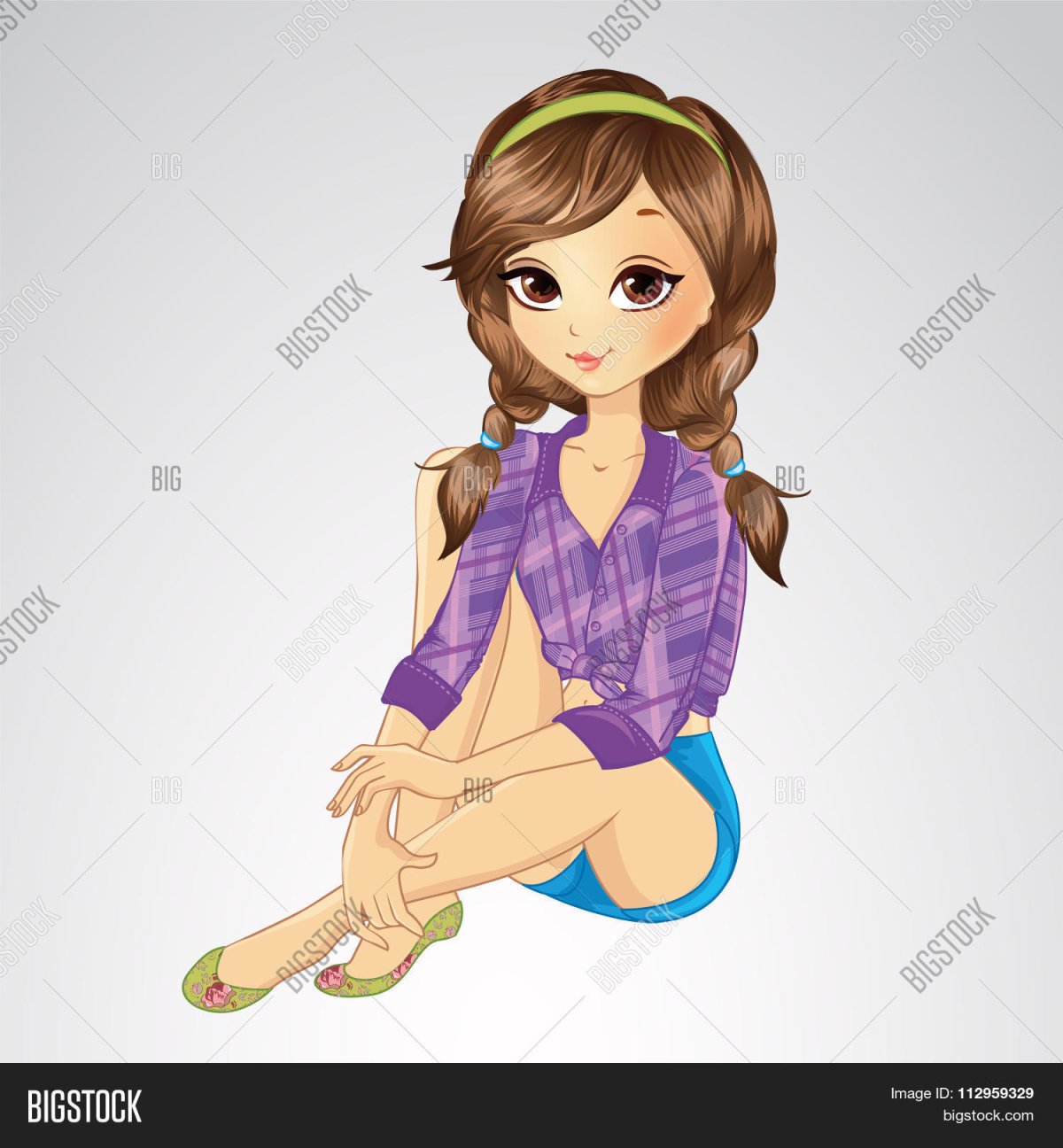Мультяшная девочка сидит