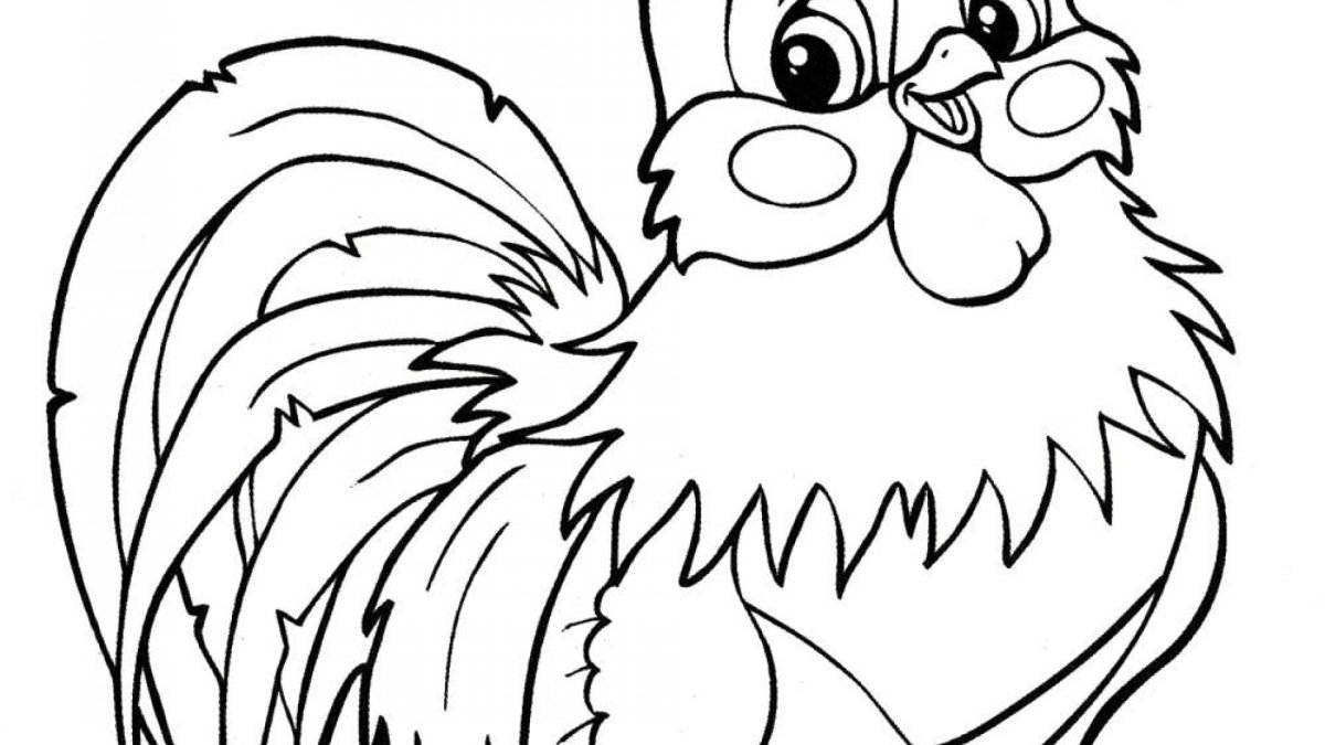 Раскраска петуха для детей 3-4 лет