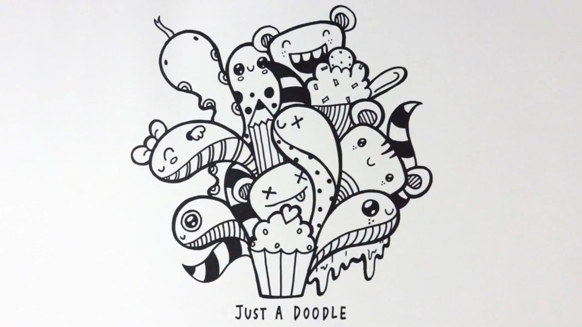 Раскраска дудлинг монстрики