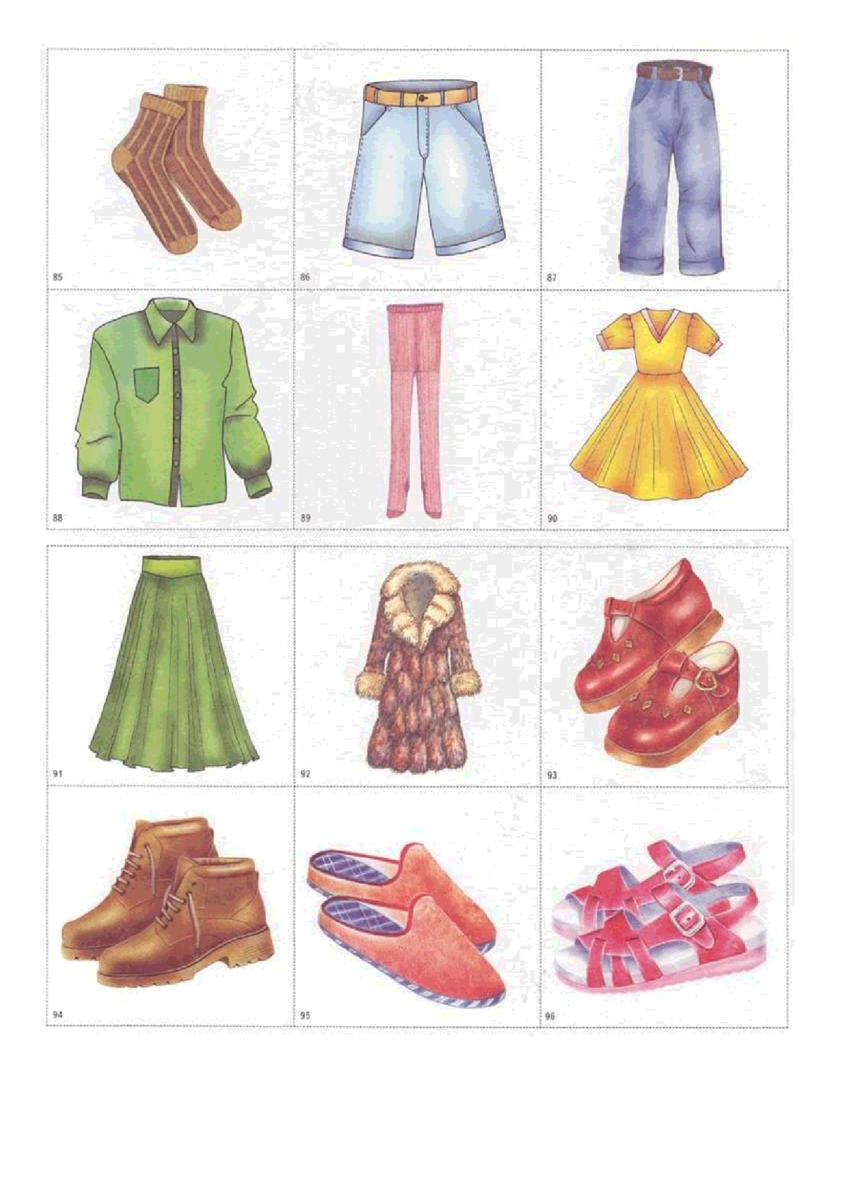 Одежда карточки для детей