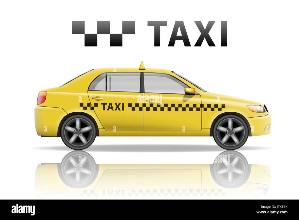 Такси на белом фоне