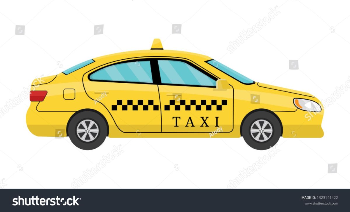Рисованное машинка такси на белом фоне
