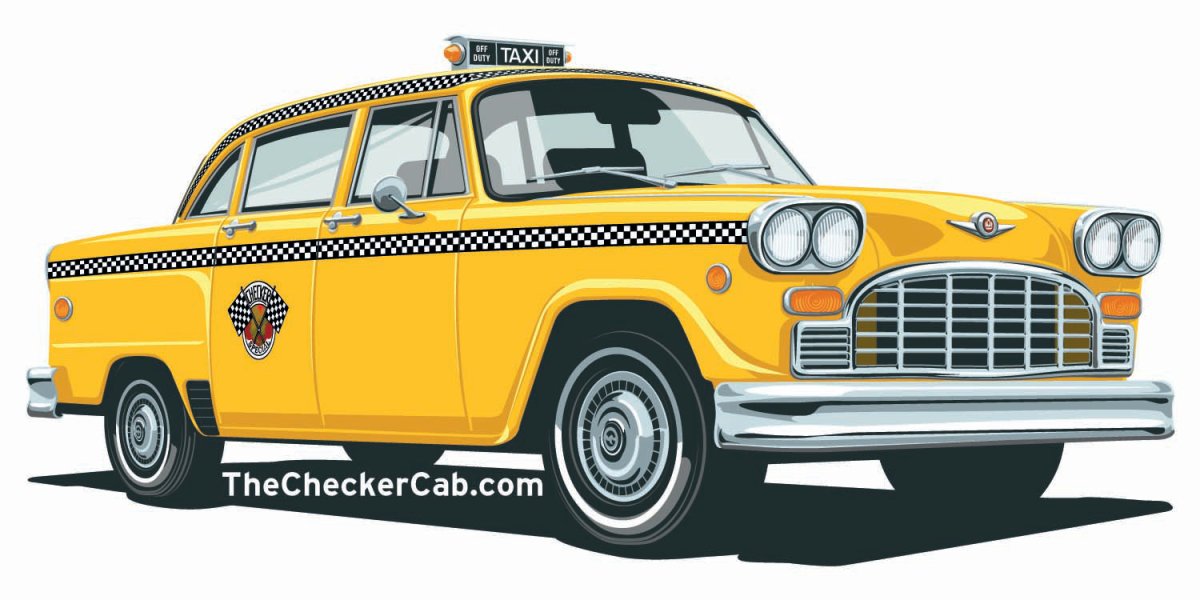 Американское такси на прозрачном фоне