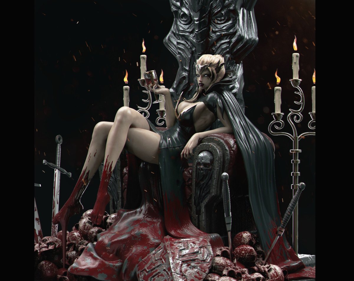 Женщина сидит на троне