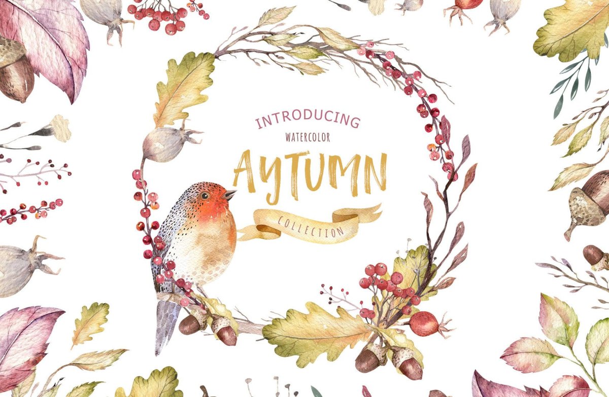 Акварельные цветы осень