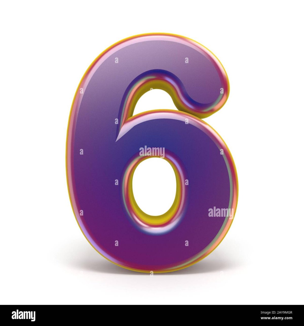 Цифра 6 фиолетовая