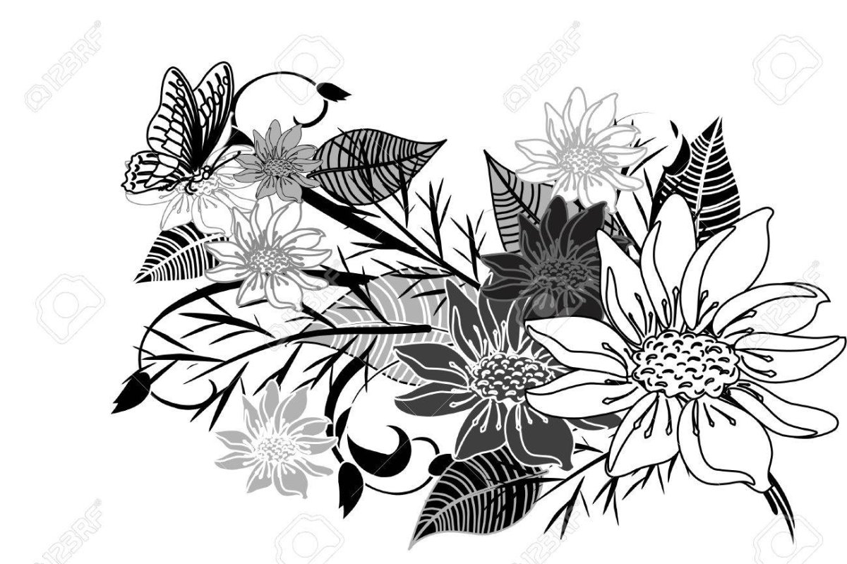 Букет лилий в вазе карандашом