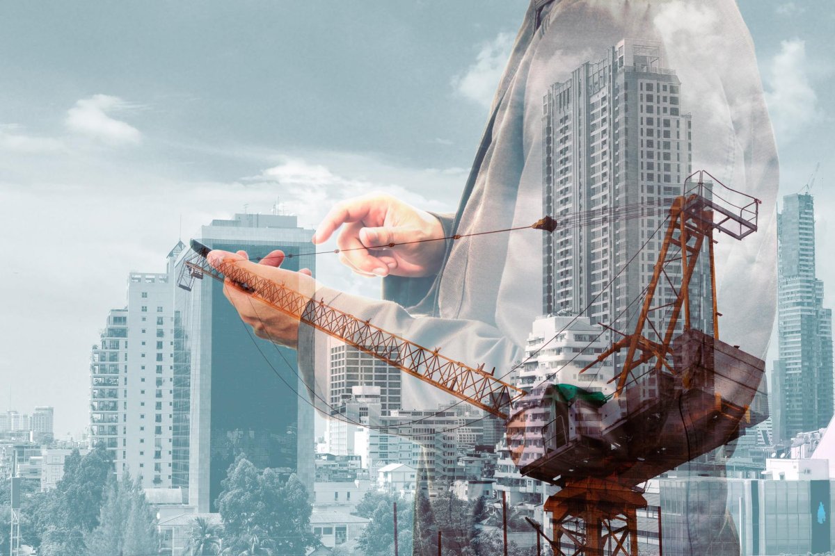 Строительство двойная экспозиция