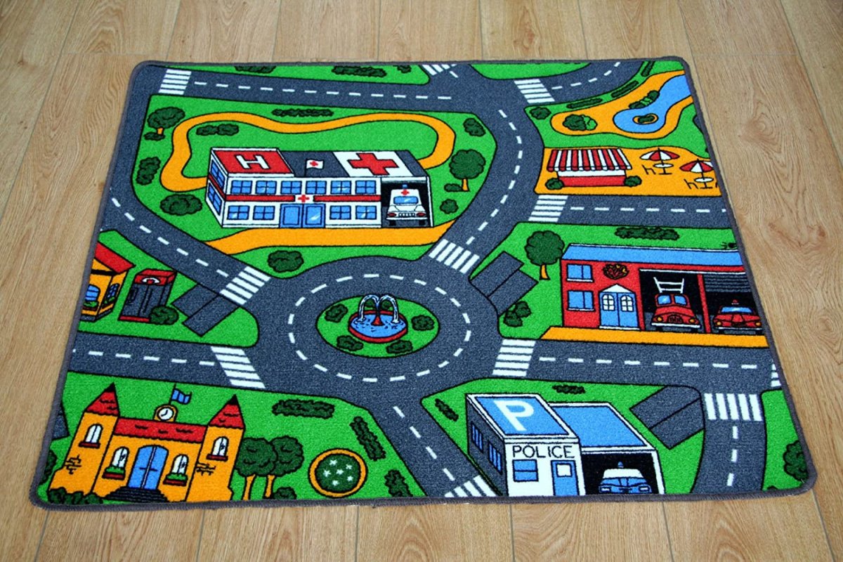 Коврик детский игровой SHAHINTEX городок 100*133 (с машинками в комплекте)