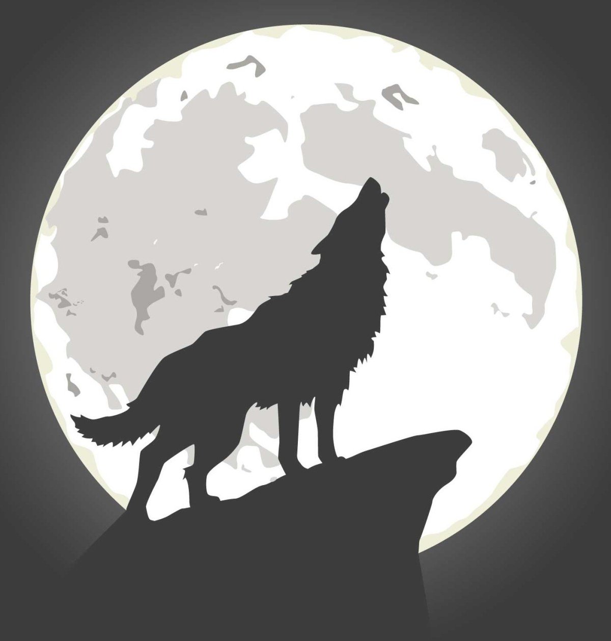 Наклейка волк воет на луну