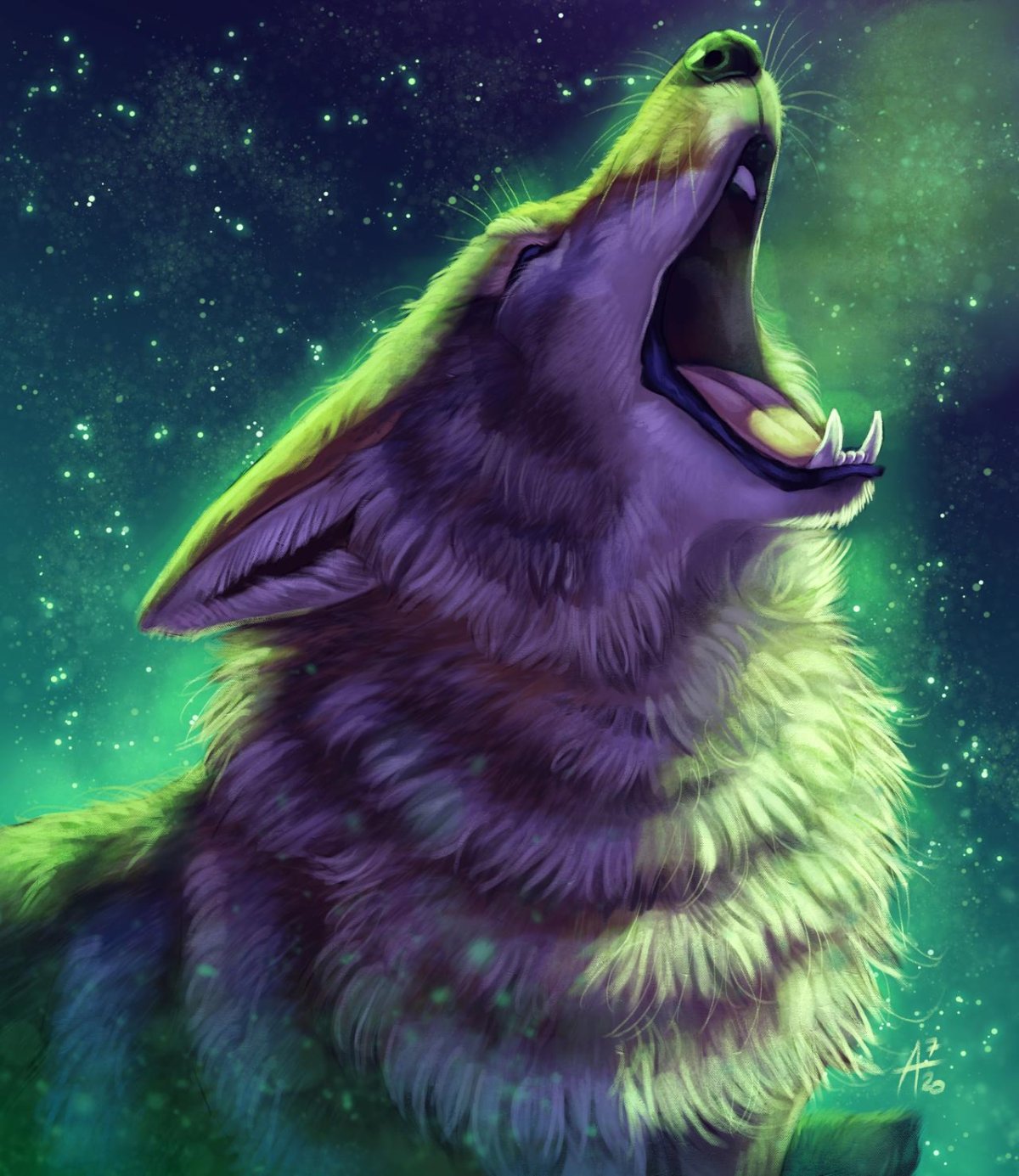 Силуэт волка на скале