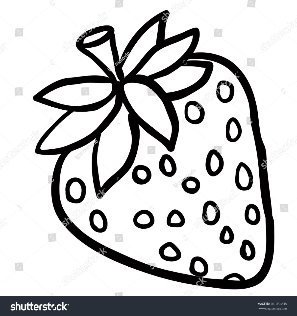 Клубника мультяшная чб