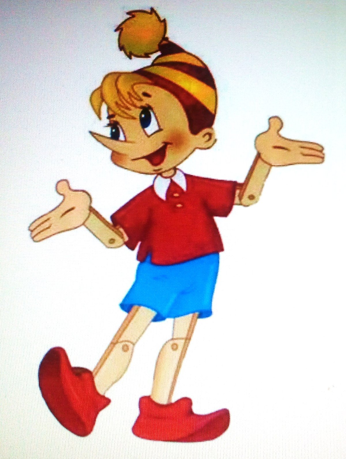 Буратино за партой для детей